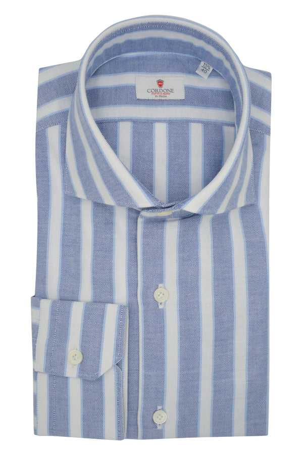 Blue and white striped cotton shirt - Outlet