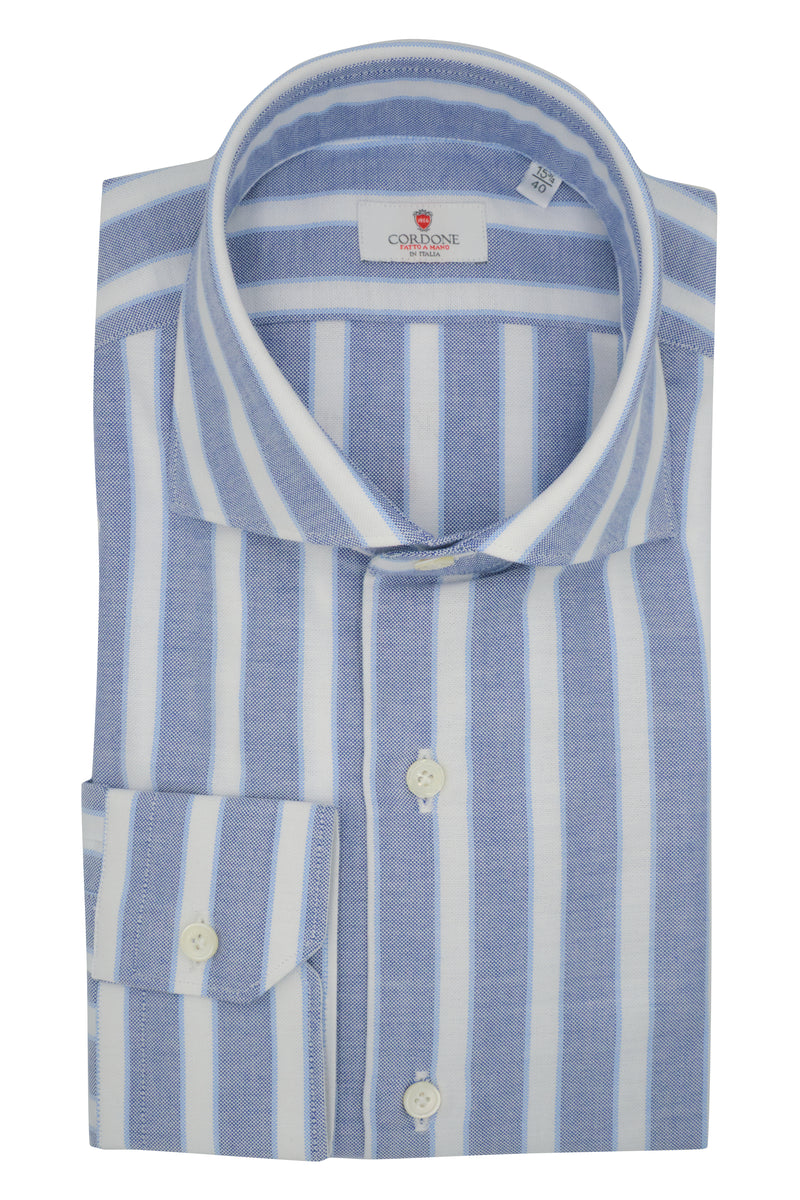 Blue and white striped cotton shirt - Outlet