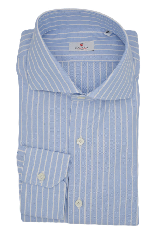 Azure shirt with white stripes - Outlet