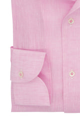 Rose Linen Shirt With Capri Collar- Italian Linen - Handmade in Italy