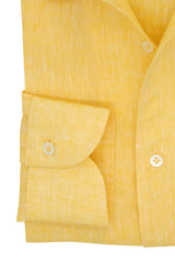One Piece Collar Yellow Linen Shirt - Italian Linen - Handmade in Italy