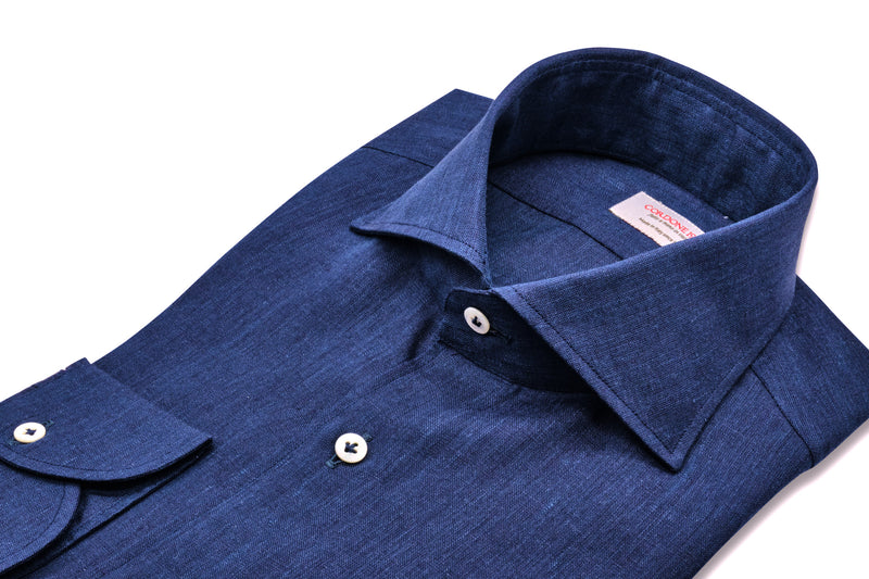 Blue Linen Shirt - Italian Linen - Handmade in Italy