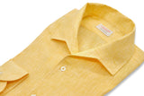 Yellow Linen Shirt With Capri Collar- Italian Linen - Handmade in Italy