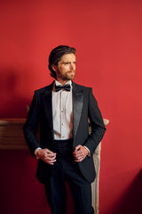 Jacquard Wing Collar Tuxedo Shirt