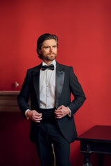Jacquard Wing Collar Tuxedo Shirt