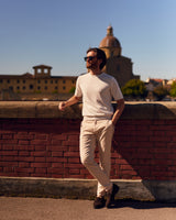 White Cotton Thread Sweater Short Sleeve