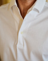 White Long Sleeve Interlock Polo