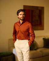 Rust Long Sleeve Interlock Polo