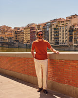 Orange Cotton Thread Sweater Short Sleeve