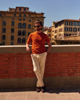Orange Cotton Thread Sweater Short Sleeve