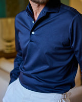 Navy Long Sleeve Interlock Polo