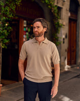 Blue Cotton Thread Polo Sweater Short Sleeve