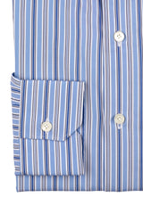 Camicia Multi Riga Popeline Blue Fatta a Mano 