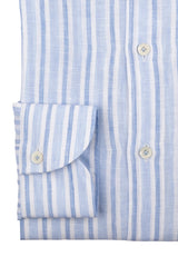 Linen Shirt White Blue and Light Blue Stripes