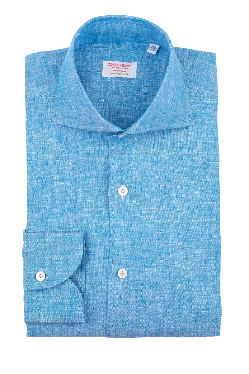 dark turquoise dress shirt Comfort Stretch Non-Iron Solid Dress Shirt With Contrast Trim