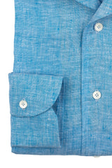 Camicia  Capri Lino Turchese Scura 