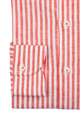 Striped Cotton Linen Shirt Red