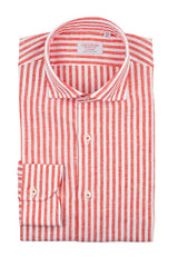 Striped Cotton Linen Shirt Red