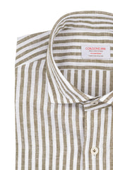 Striped Cotton Linen Shirt Green