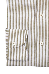 Striped Cotton Linen Shirt Green