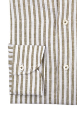 Camicia Righe Cotone Lino Verde 