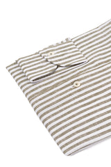 Striped Cotton Linen Shirt Green