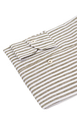 Camicia Righe Cotone Lino Verde 