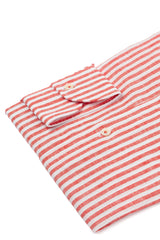 Striped Cotton Linen Shirt Red