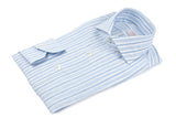 Linen Shirt White Blue and Light Blue Stripes