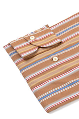 Bold Multi Striped Brown Poplin Shirt Handmade