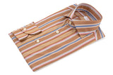 Bold Multi Striped Brown Poplin Shirt Handmade