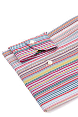 Bold Multi Striped  Multi Color Poplin Shirt Handmade