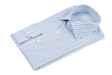 Bold Multi Striped Poplin Shirt Light Azure Handmade