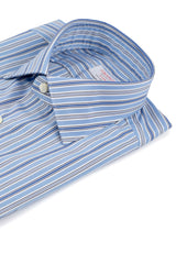 Camicia Multi Riga Popeline Blue Fatta a Mano 