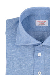 Polo Camicia Lino Cotone Azzurra 