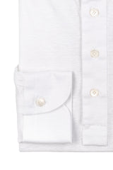 White Linen Blend Polo Shirt Handamde