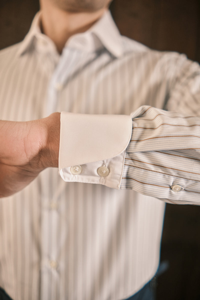 White Collar Striped Popeline Shirt