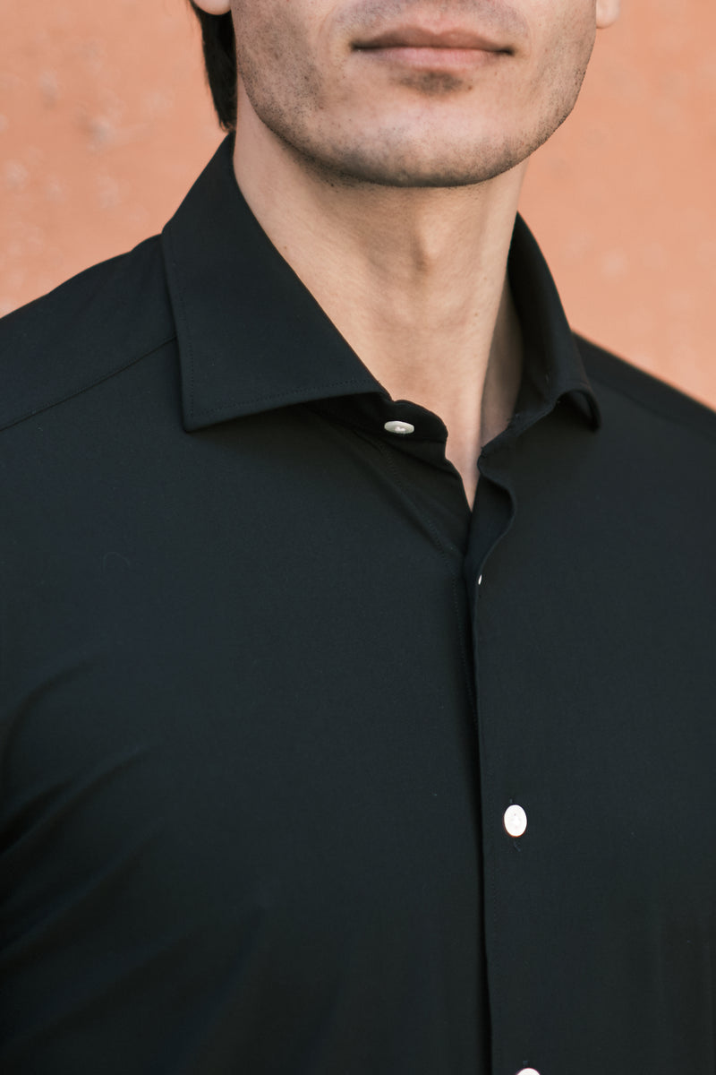 Black No Iron Techincal Fabrics Shirt CORDONE1956 Black No Iron Techincal Fabrics Shirt CORDONE1956
