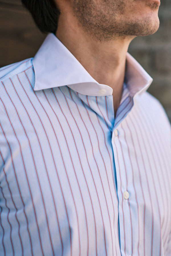 White Collar Striped Popeline Shirt