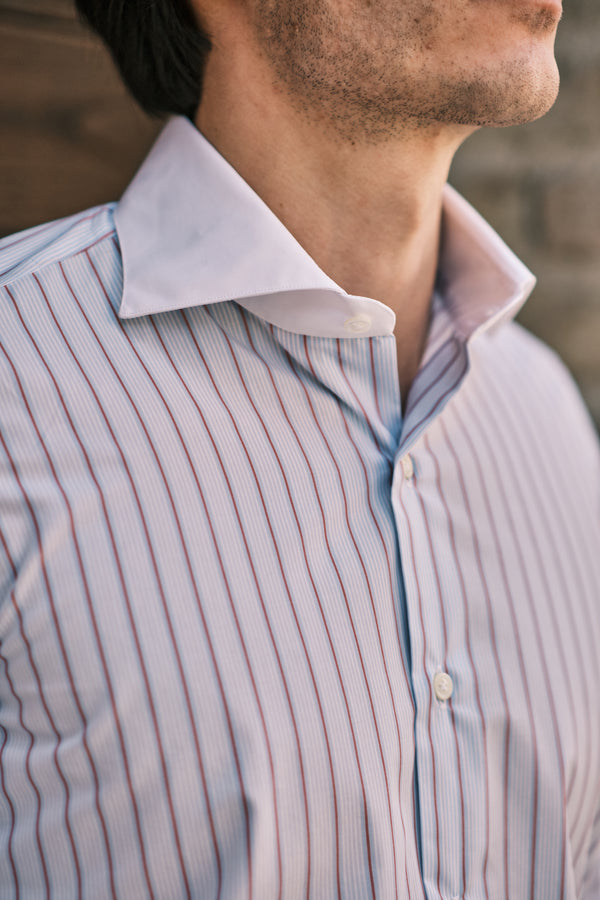 White Collar Striped Popeline Shirt