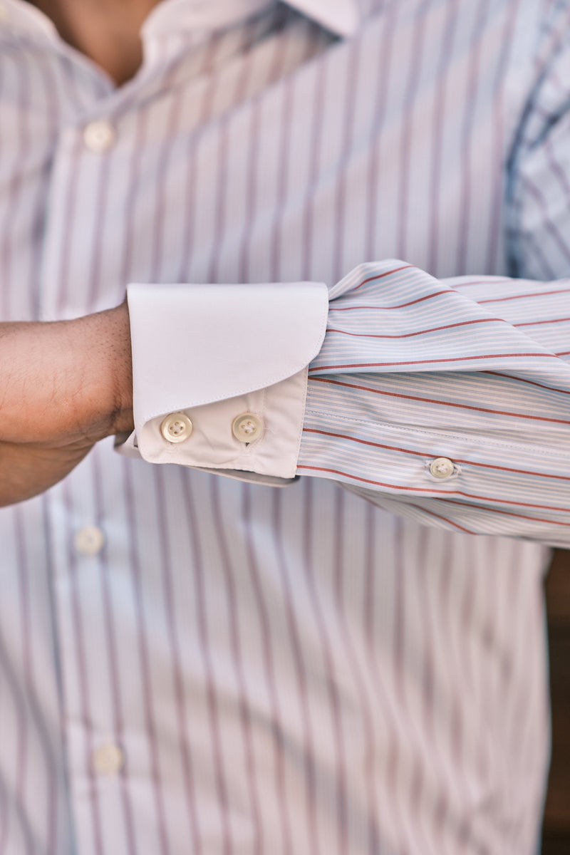 White Collar Striped Popeline Shirt