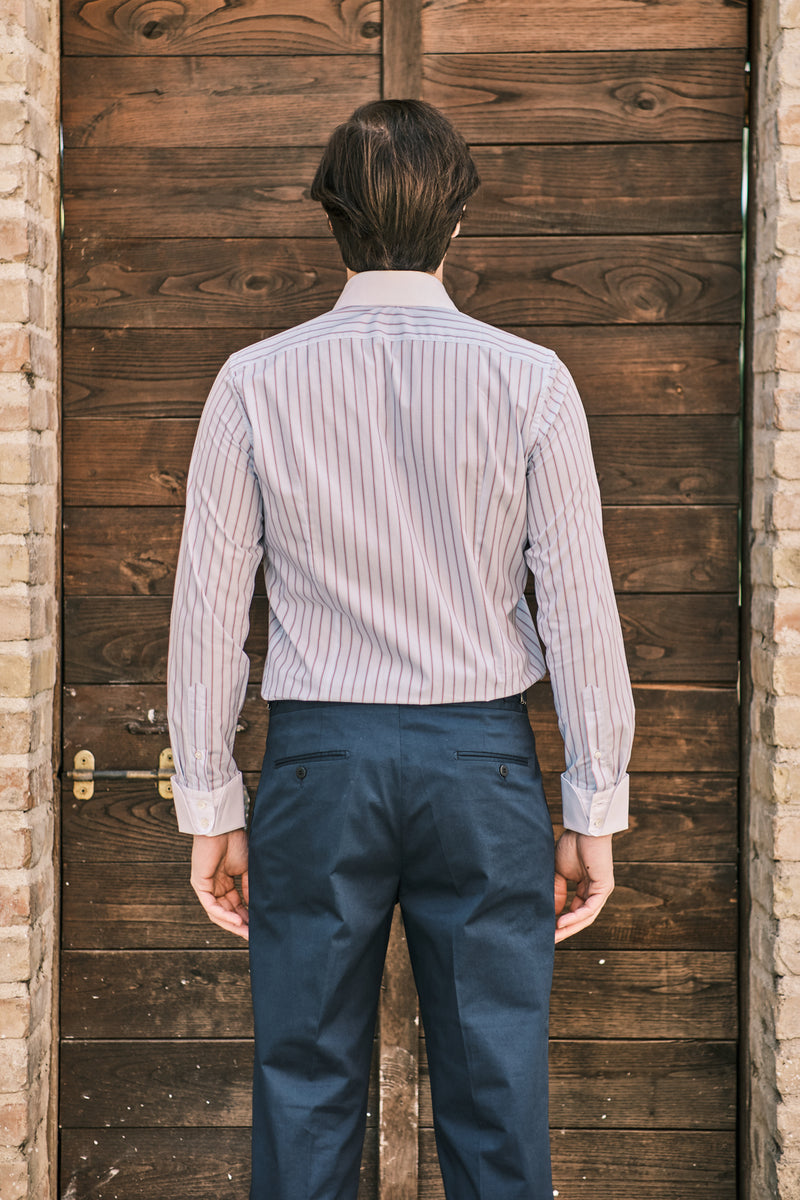 White Collar Striped Popeline Shirt