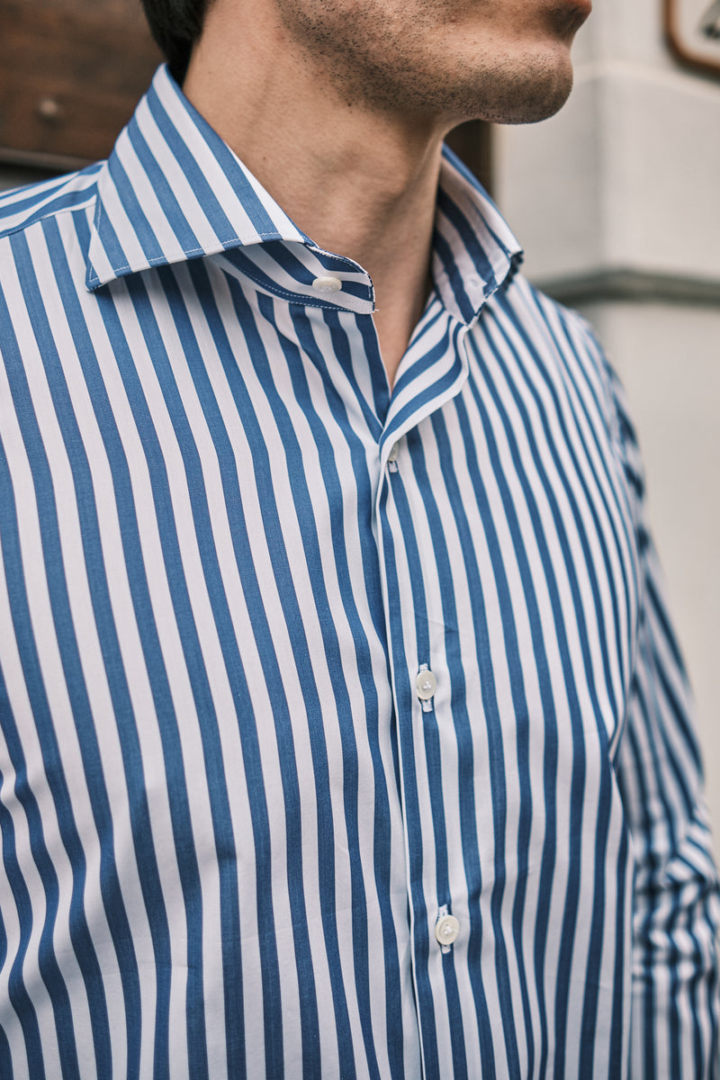 Striped Popeline Shirt Blue