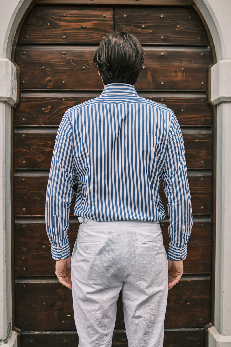 Striped Popeline Shirt Blue