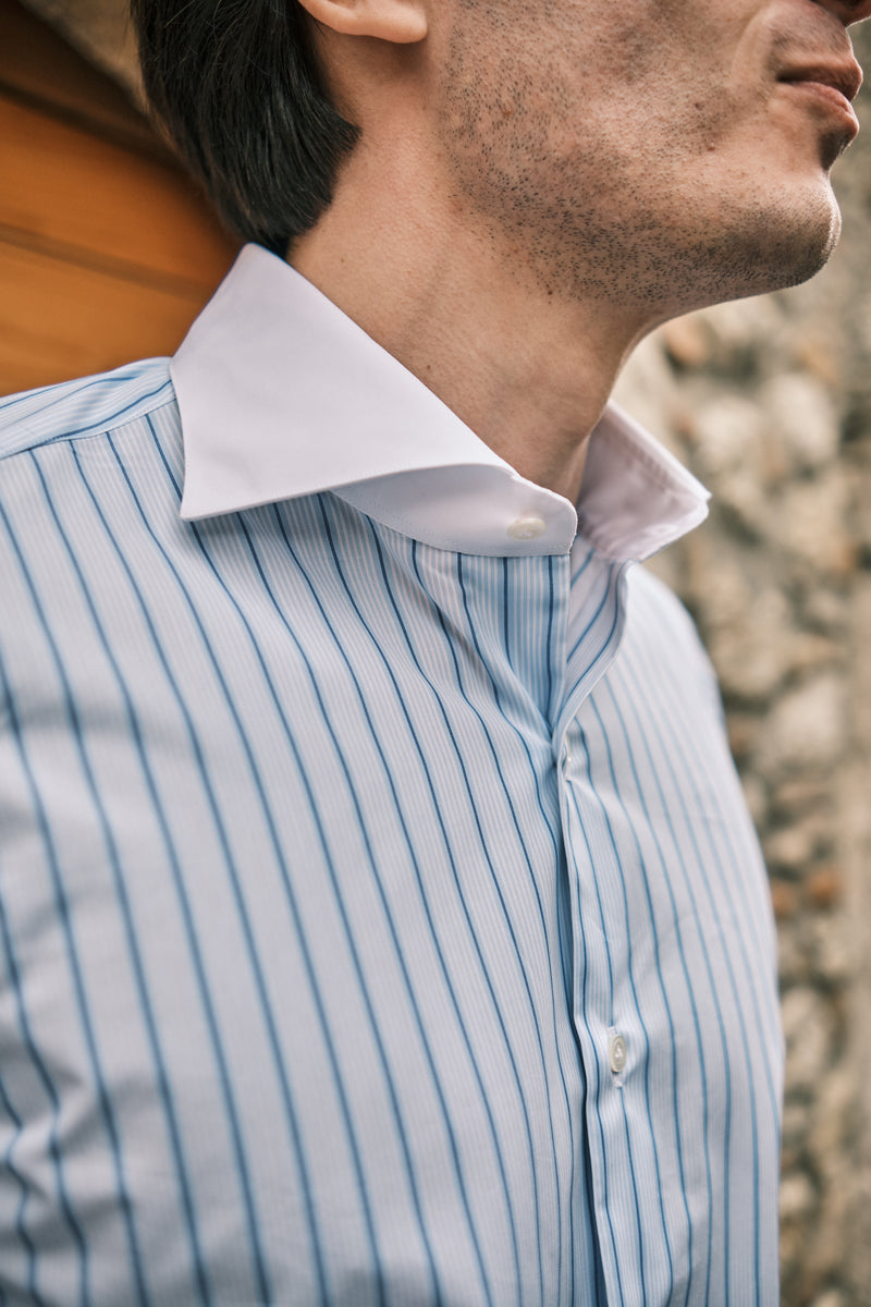 White Collar Striped Popeline Shirt