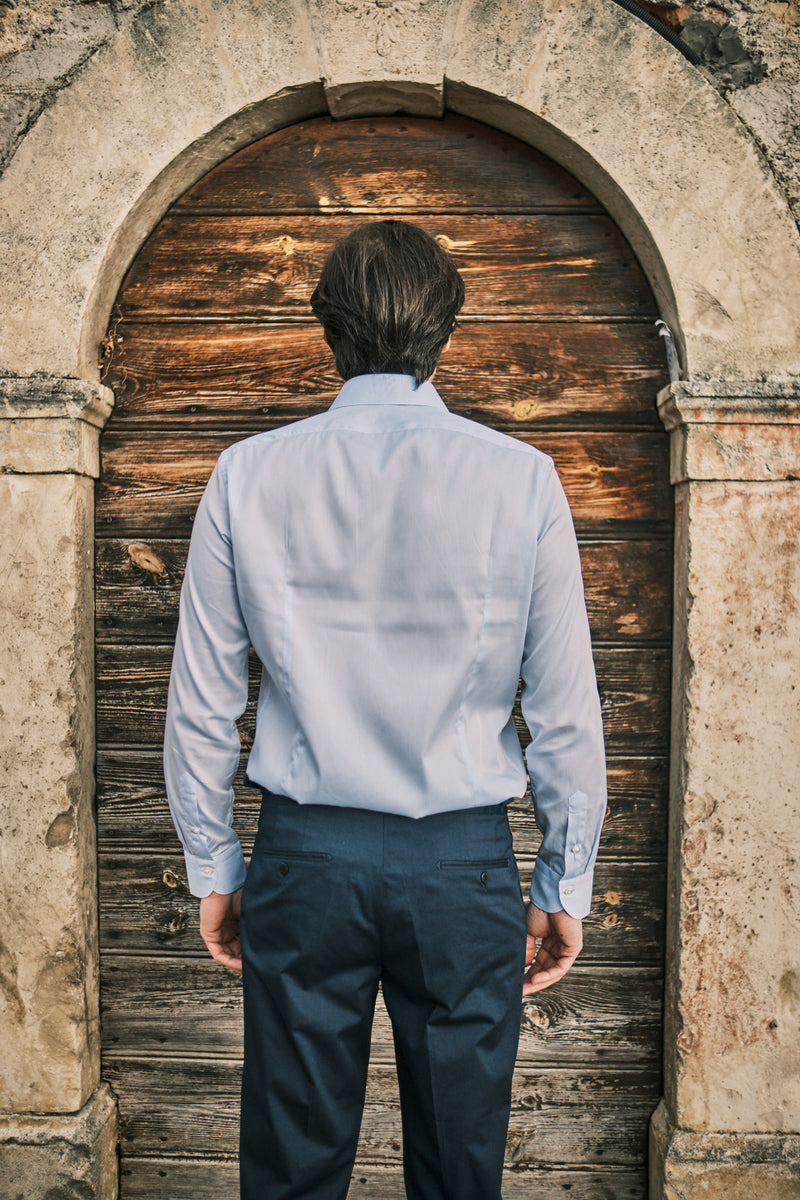 Camicia Tinta Unita Popeline Azzurra 