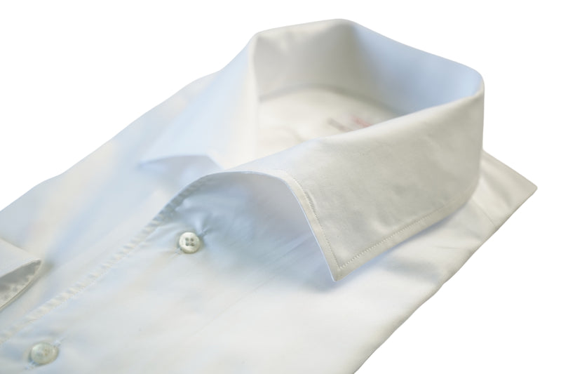 White Cotton Capri Collar Shirt- Italian Cotton - Handmade in Italy