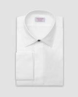 Italian handmade ceremony shirt with 230 collar, hidden placket, twill fabric and jewel button — Cordone1956
