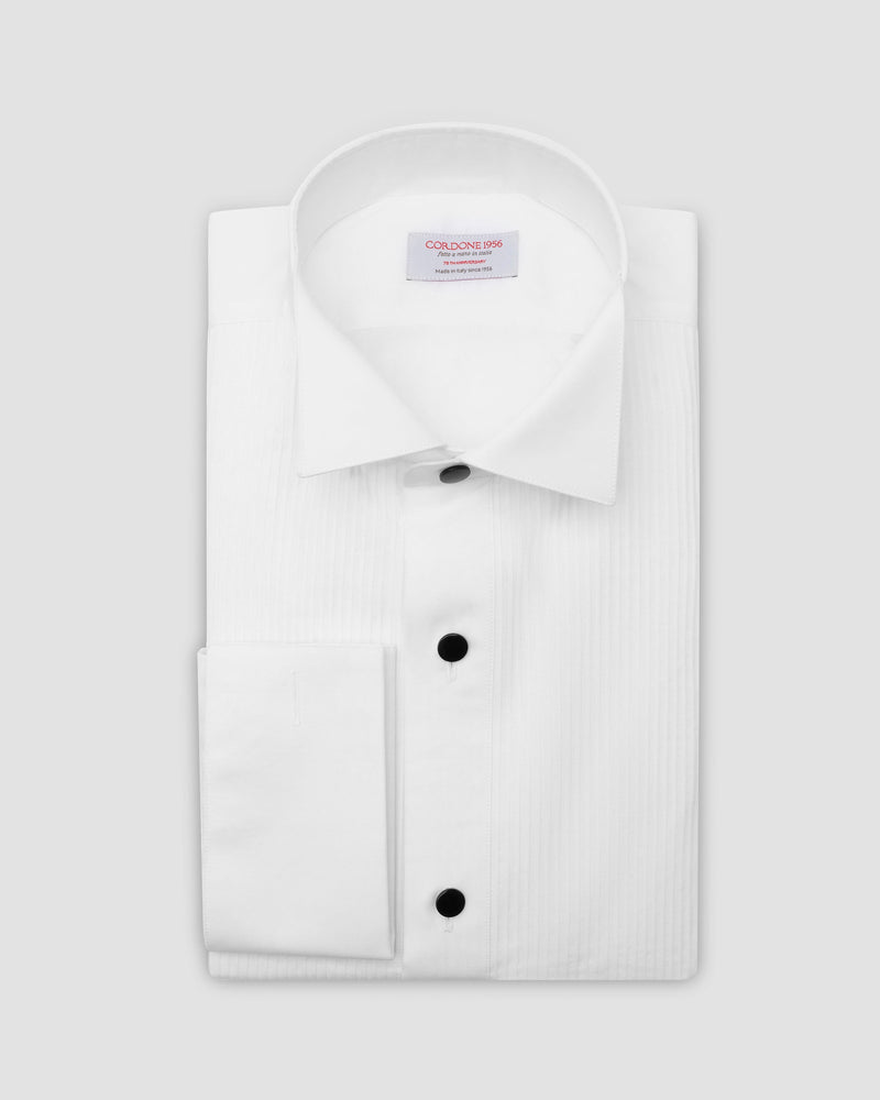 wing collar pleated dress shirt Eton White Pliss Tuxedo Shirt - Wing Collar | Slim Fit