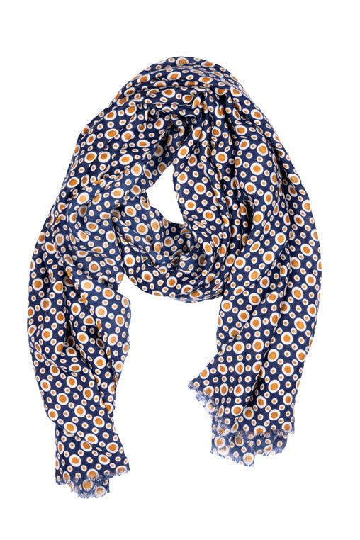 Yellow blue  Multicolor Wool Fabric